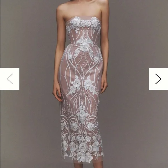 NWT HELSI Catherine sequin Floral Lace strapless Dress XS - Picture 6 of 11